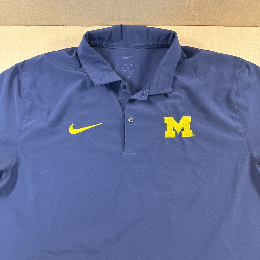 Nike Golf Dri-Fit Michigan Wolverines Golf Polo Blue Size XL, Embroidered Logos